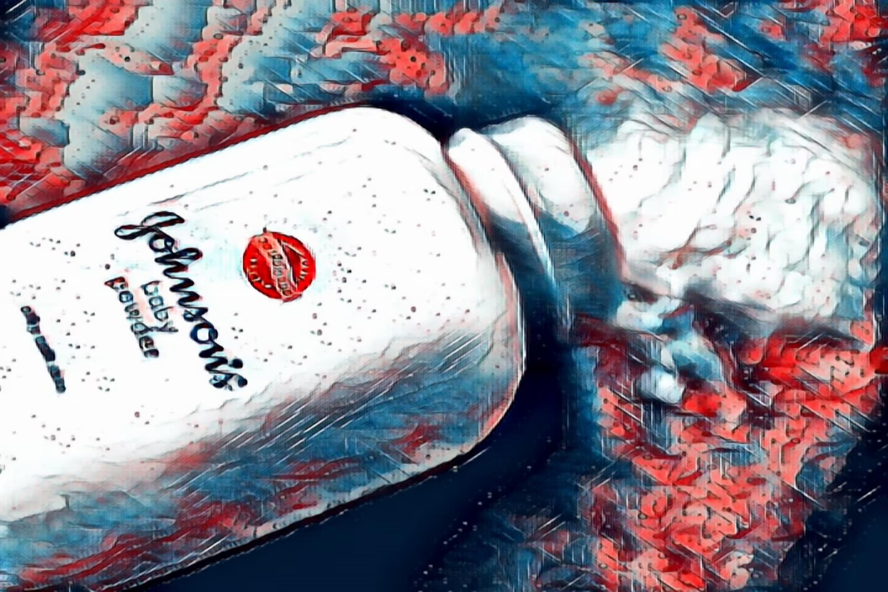 Johnson & Johnson talcum powder bottle, proven to cause ovarian cancer due to contamination with asbestos
