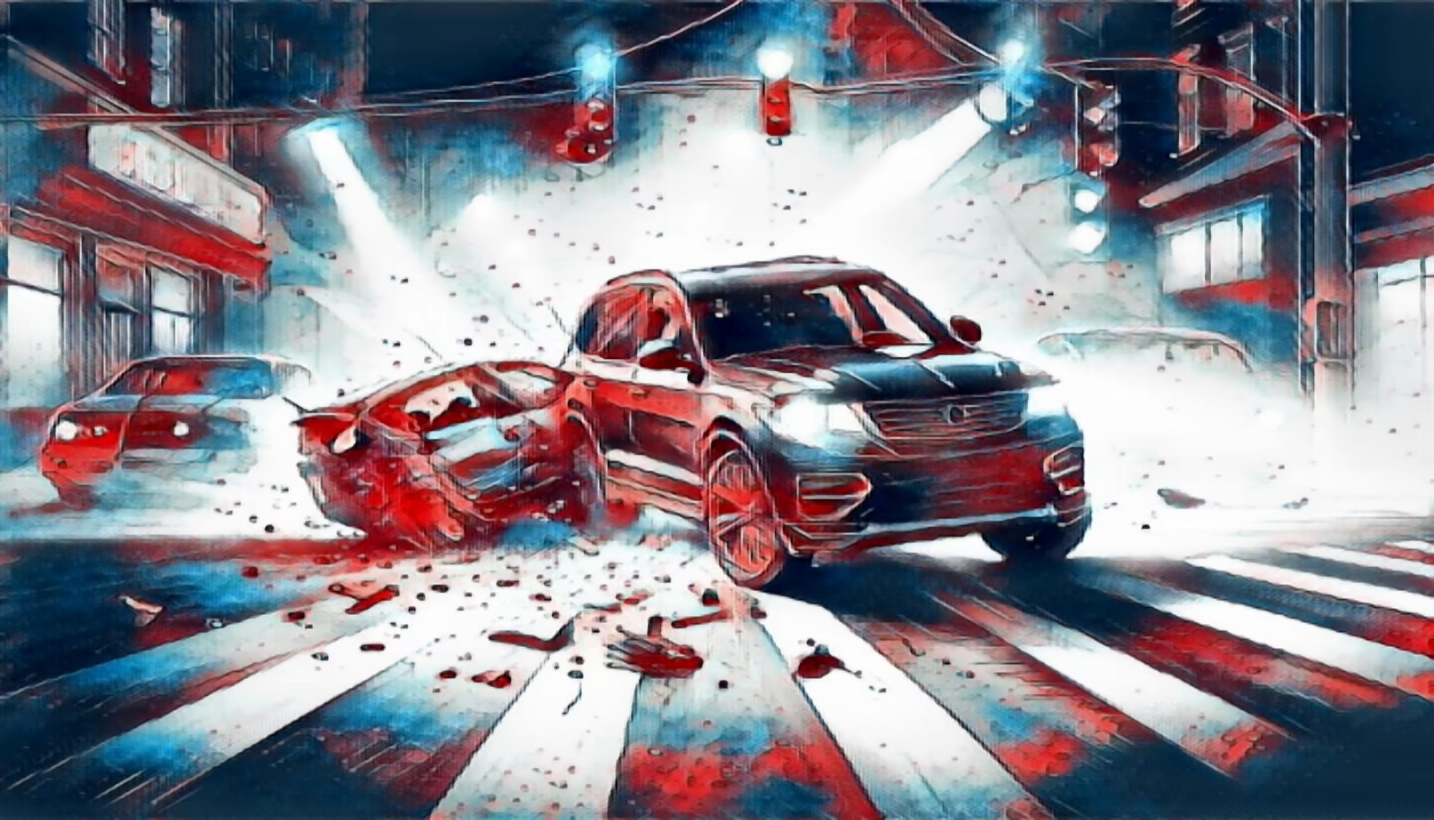 A collision involving an SUV and a passenger car resulting from a contested left turn